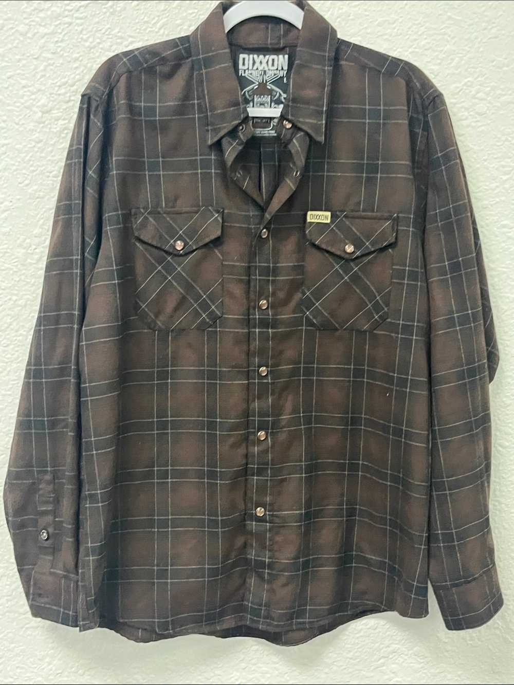 DIXXON “The Calico” Brown and Black Plaid Snap-Front Work Shirt #1096